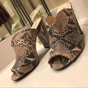 Qupid Snakeskin Cashmere Heels